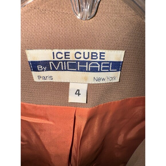 Vintage Ice Cube By Michael Blazer Suit Jacket Size 4 Camel Brown Classic Office - Picture 4 of 6